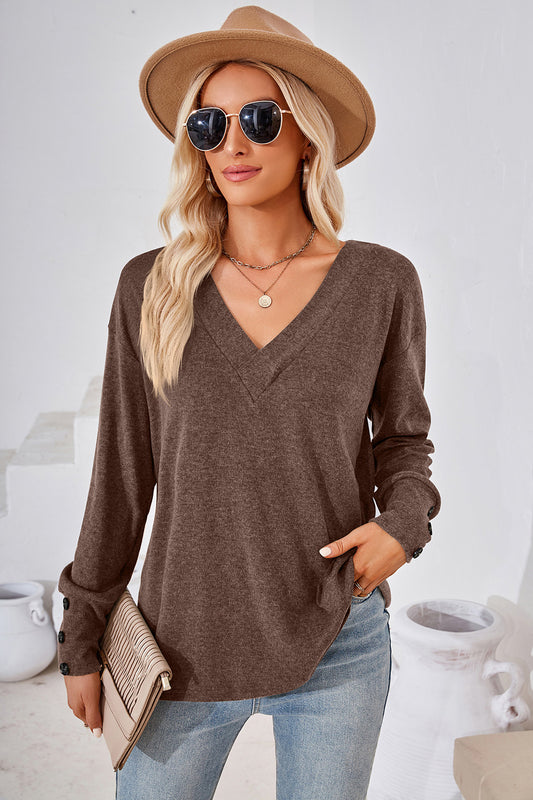 V-Neck Dropped Shoulder T-Shirt 