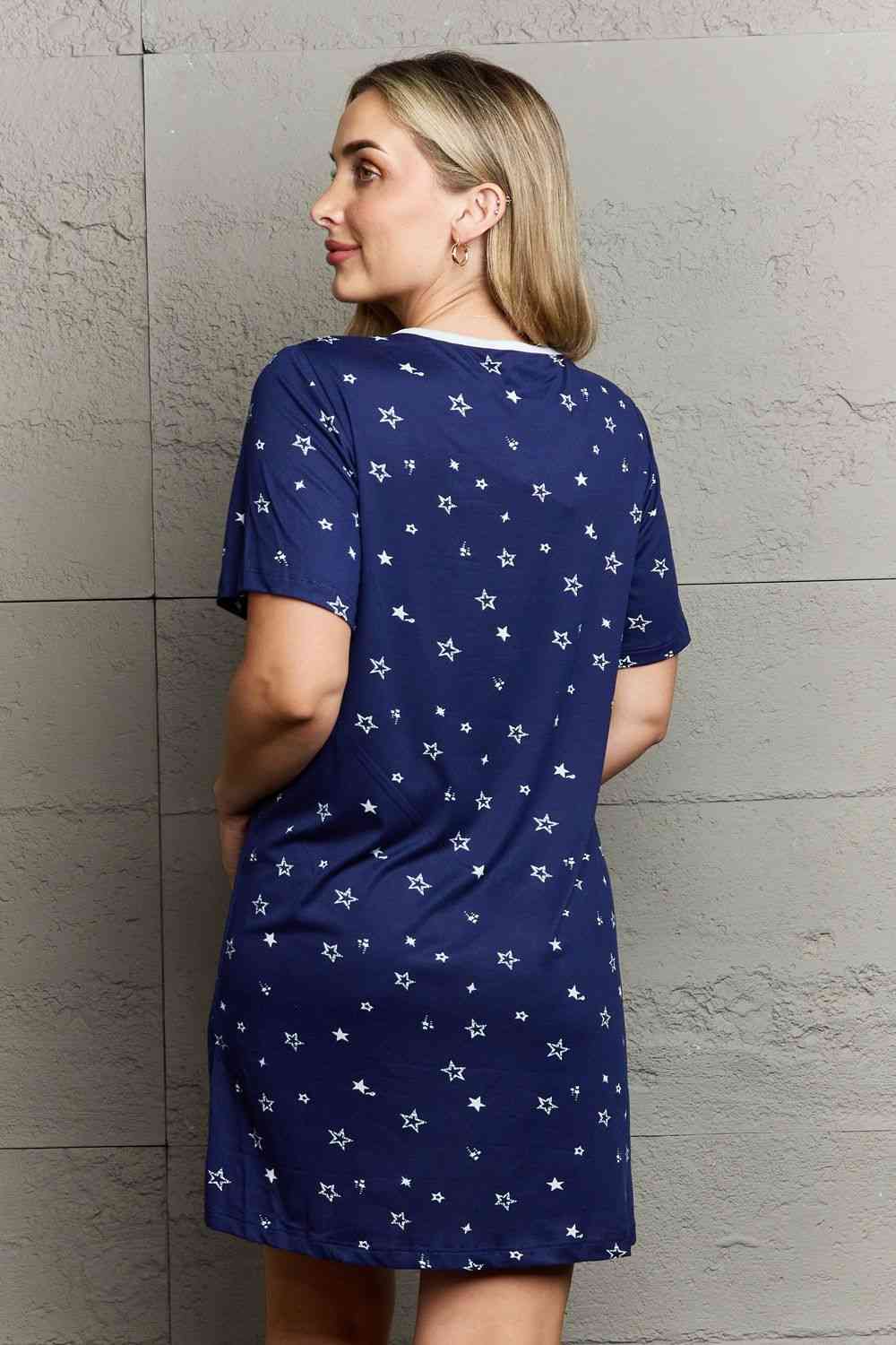 MOON NITE Quilted Quivers Button Down Sleepwear Dress 