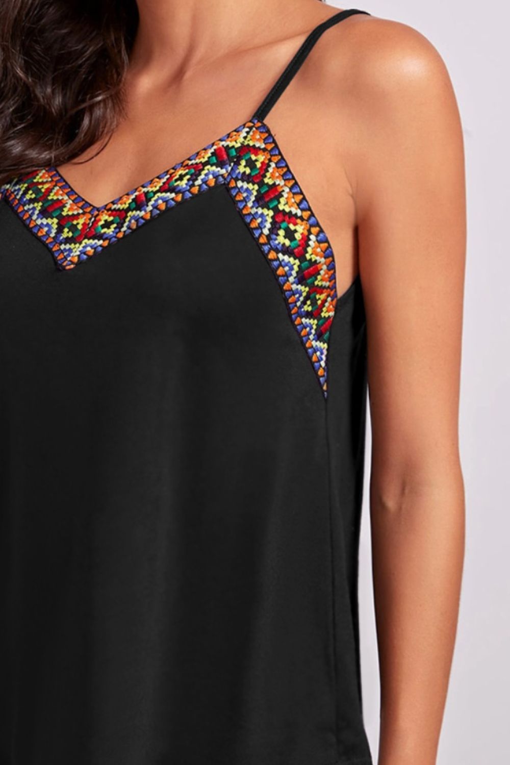 Geometric V-Neck Spaghetti Strap Cami 