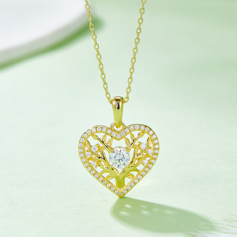 Moissanite 925 Sterling Silver Heart Shape Necklace 