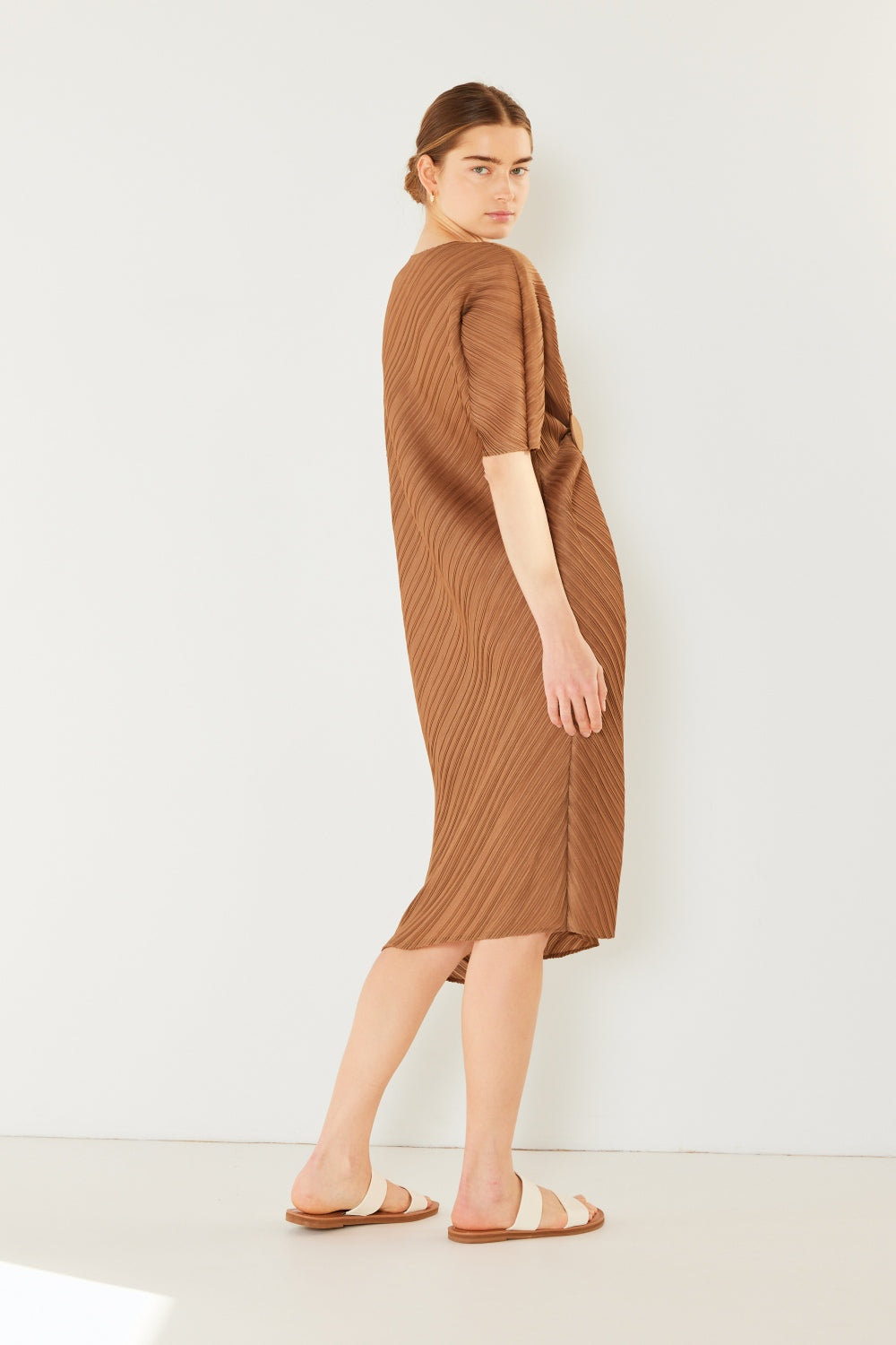 Marina West Swim Pleated Dolman Sleeve Dress 