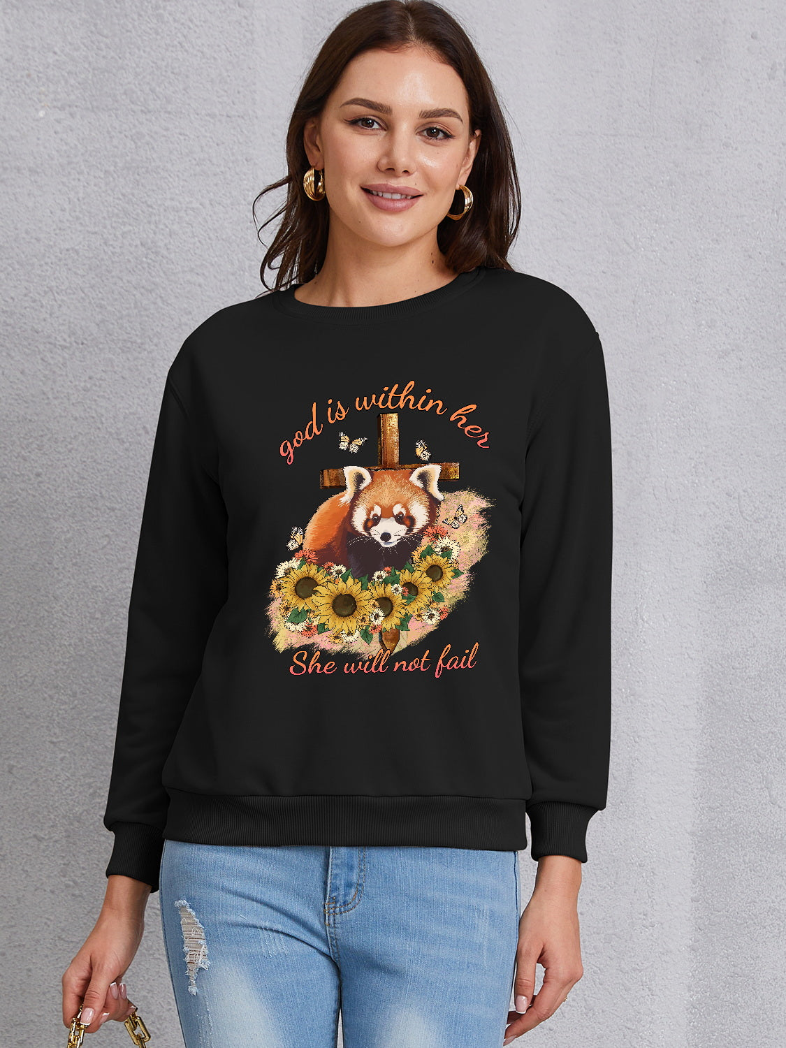 Graphic Round Neck Long Sleeve Sweatshirt 