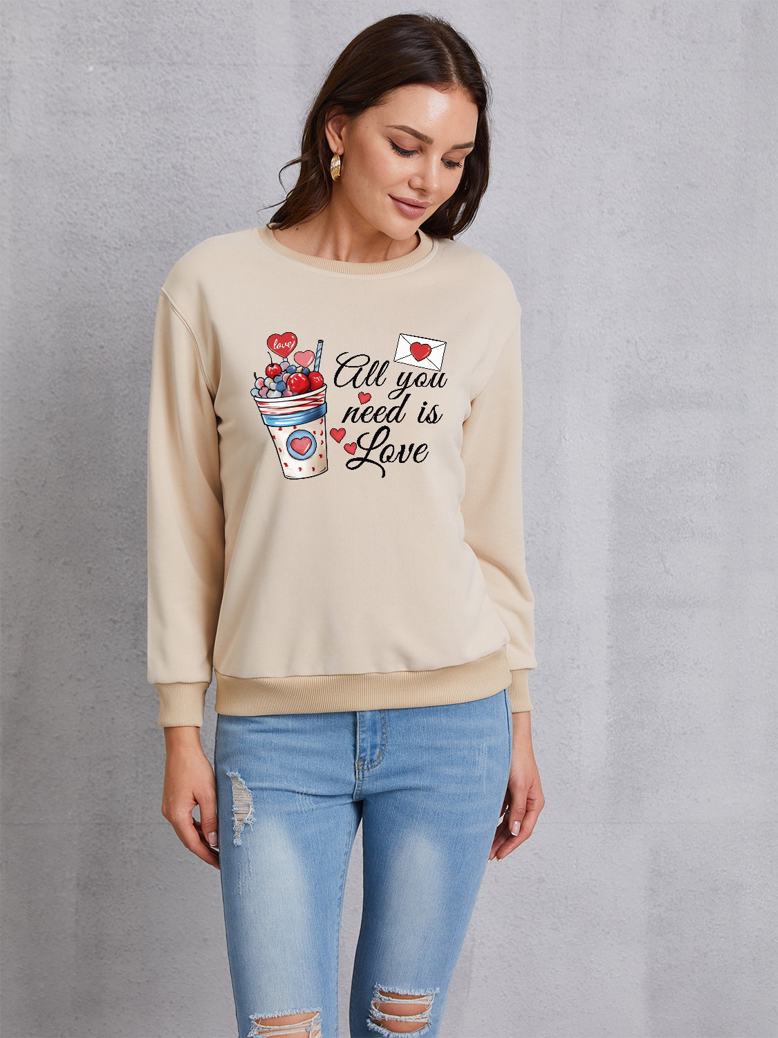 ALL YOU NEED IS LOVE Round Neck Sweatshirt 