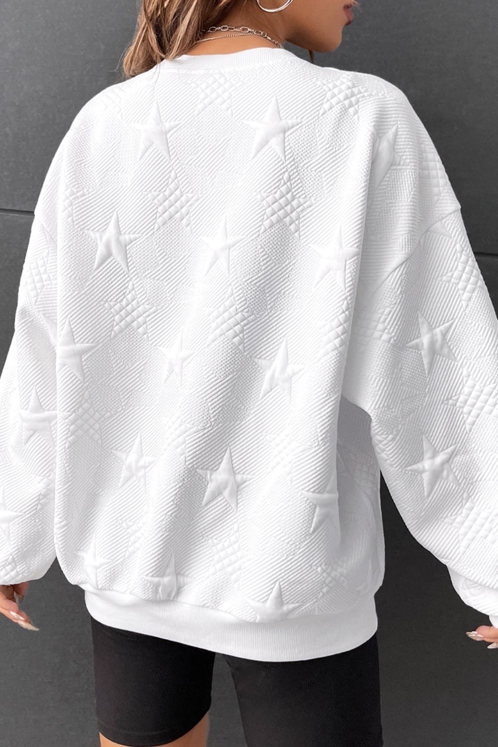 Star Lantern Sleeve Dropped Shoulder Sweatshirt 