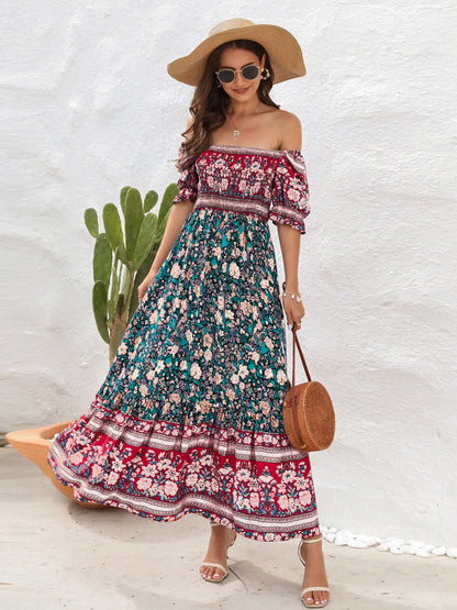 Floral Flounce Sleeve Midi Dress 