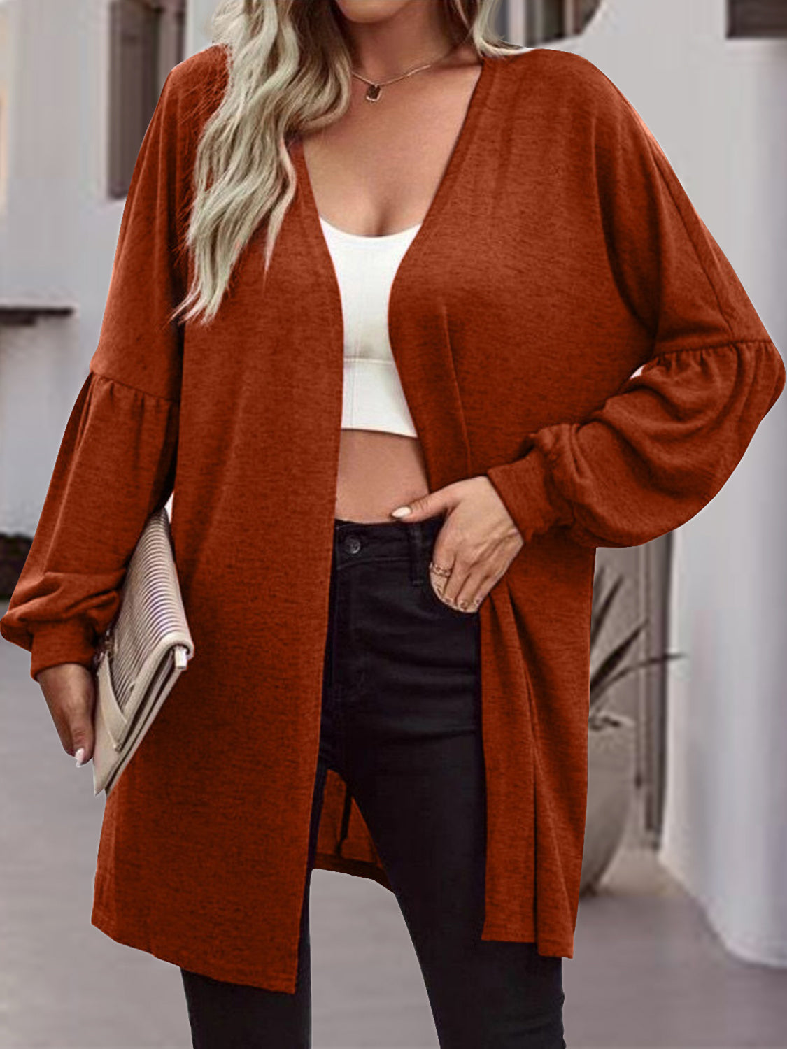 Open Front Long Sleeve Cardigan 