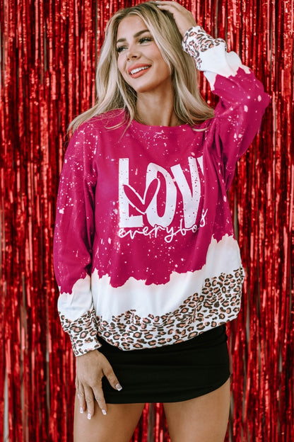 LOVE EVERYBODY Leopard Round Neck Sweatshirt 