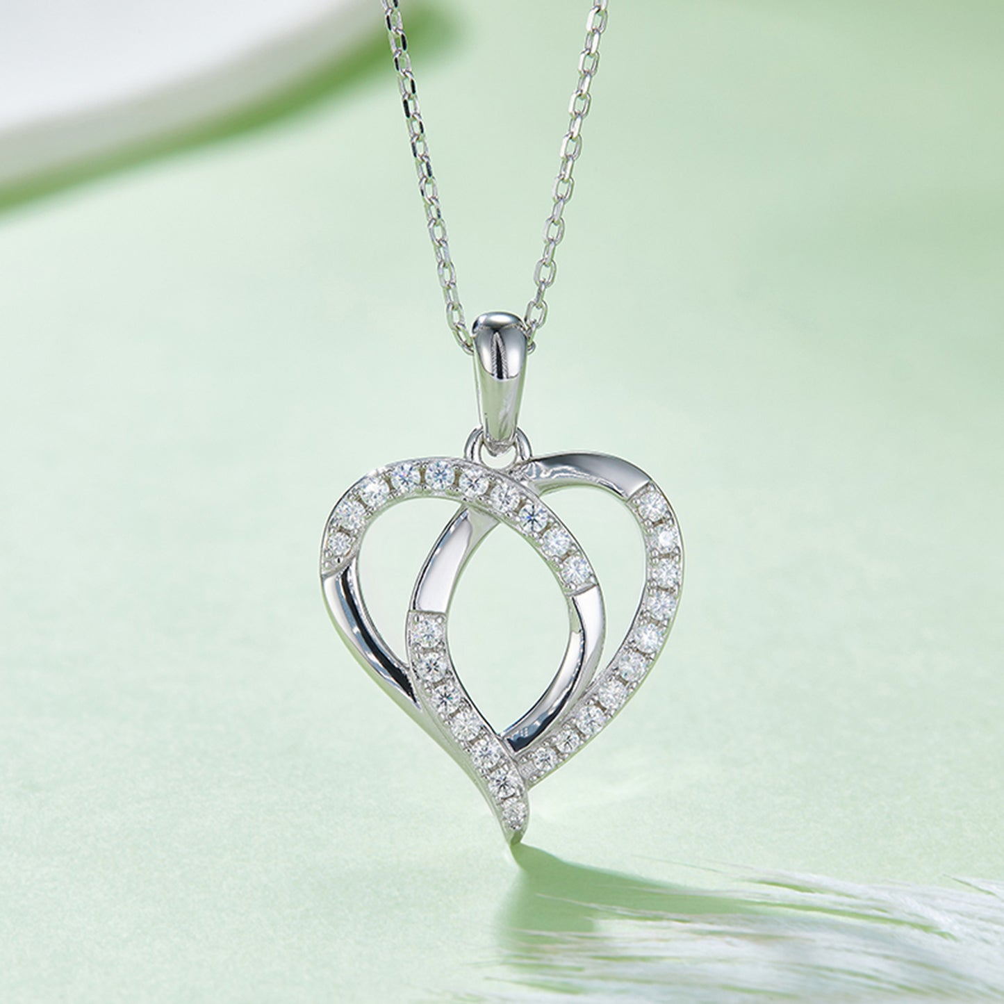 Moissanite 925 Sterling Silver Heart Shape Necklace 