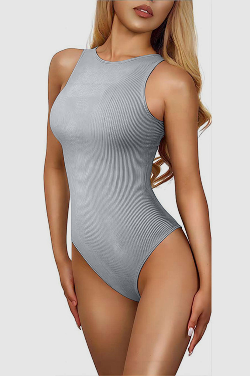 Round Neck Sleeveless Active Bodysuit 