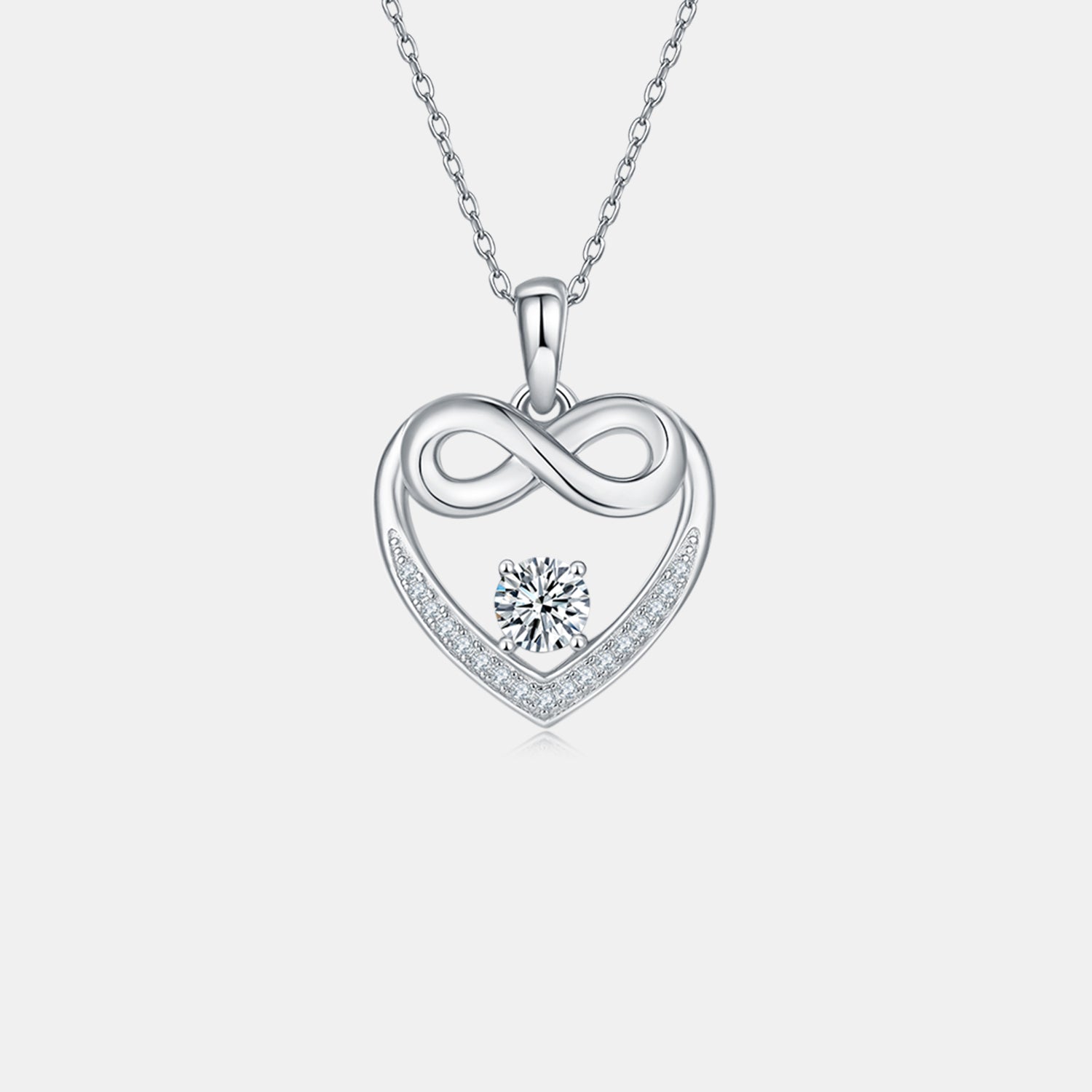 Moissanite 925 Sterling Silver Heart Necklace 