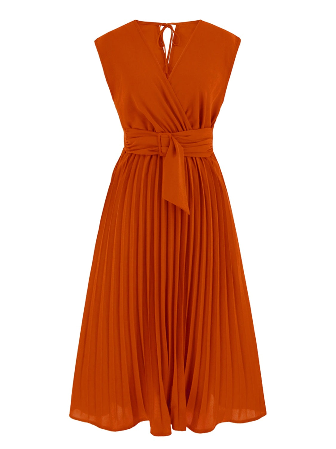 Tied Surplice Pleated Tank Dress 