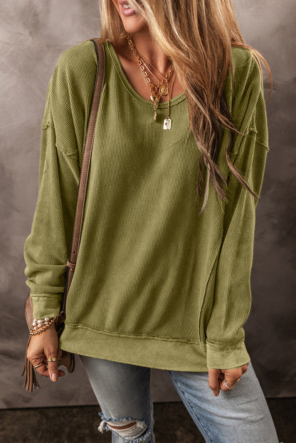 Round Neck Dropped Shoulder Sweatshirt 