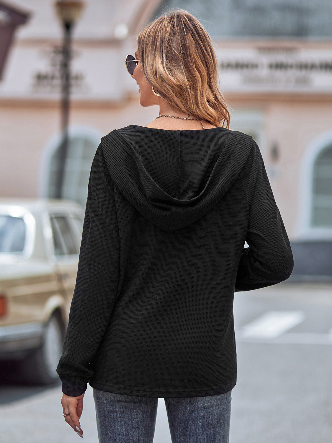 Hooded Long Sleeve Zip-Up Jacket 