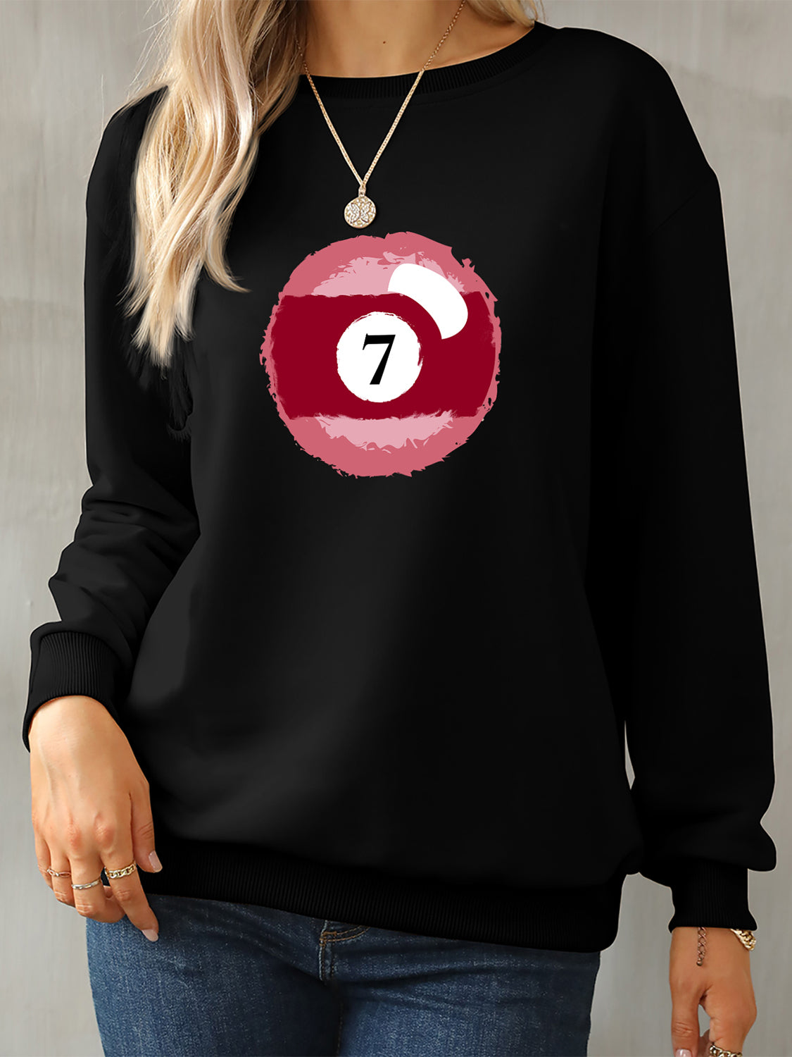 Billiard Graphic Round Neck Sweatshirt 