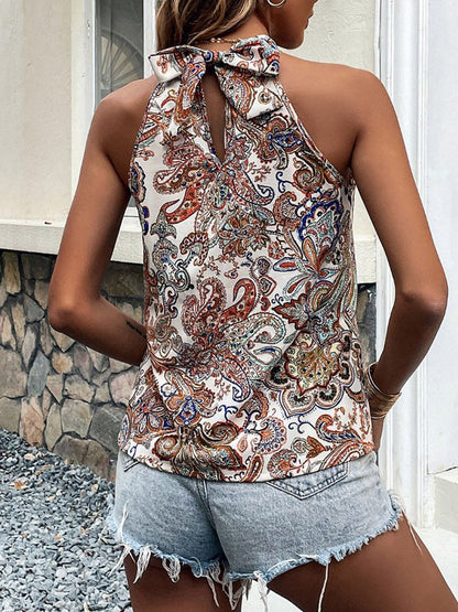 Printed Tie Back Tank Top 