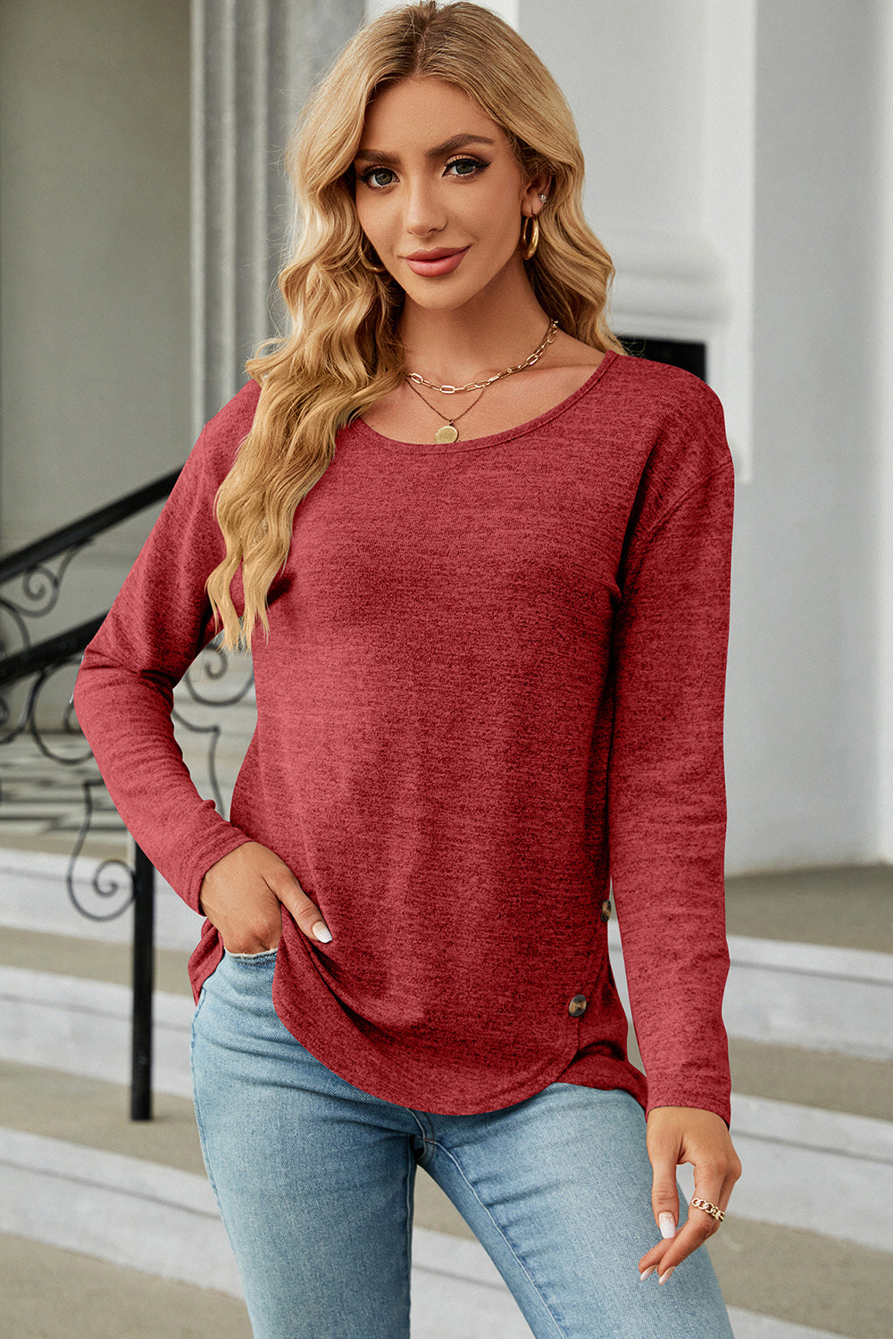 Round Neck Long Sleeve T-Shirt 