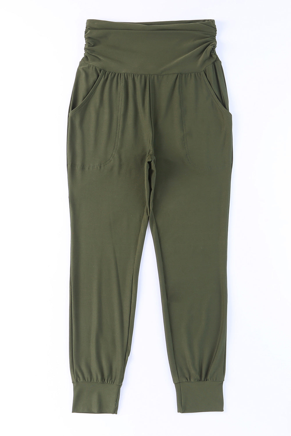 High-Rise Wide Waistband Joggers - Babbazon