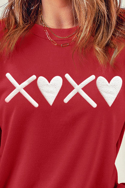 Heart Graphic Round Neck Dropped Shoulder Sweatshirt 