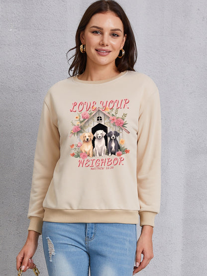 LOVE YOUR NEIGHBOR Round Neck Sweatshirt 