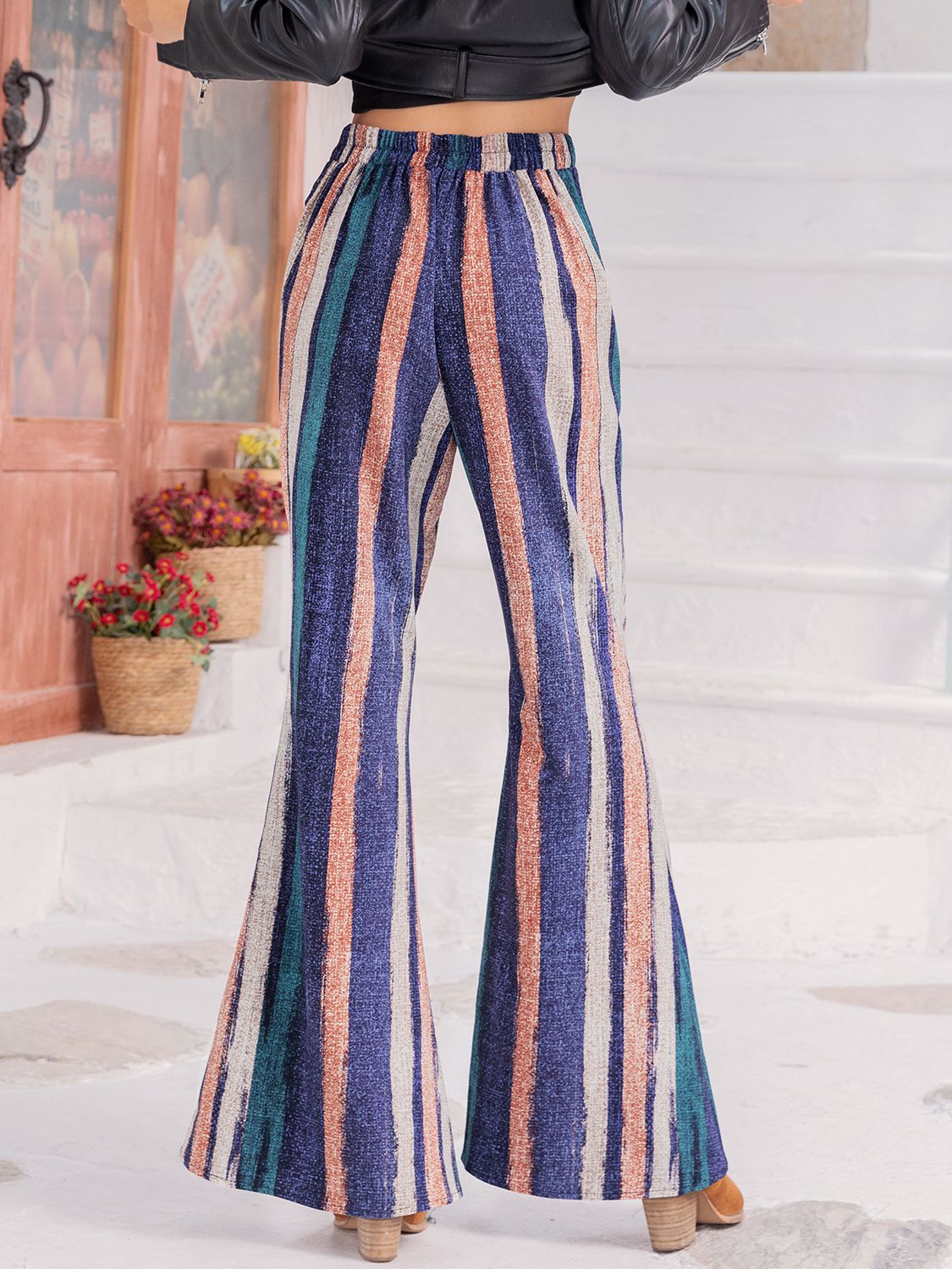 Striped Flare Leg Pants 