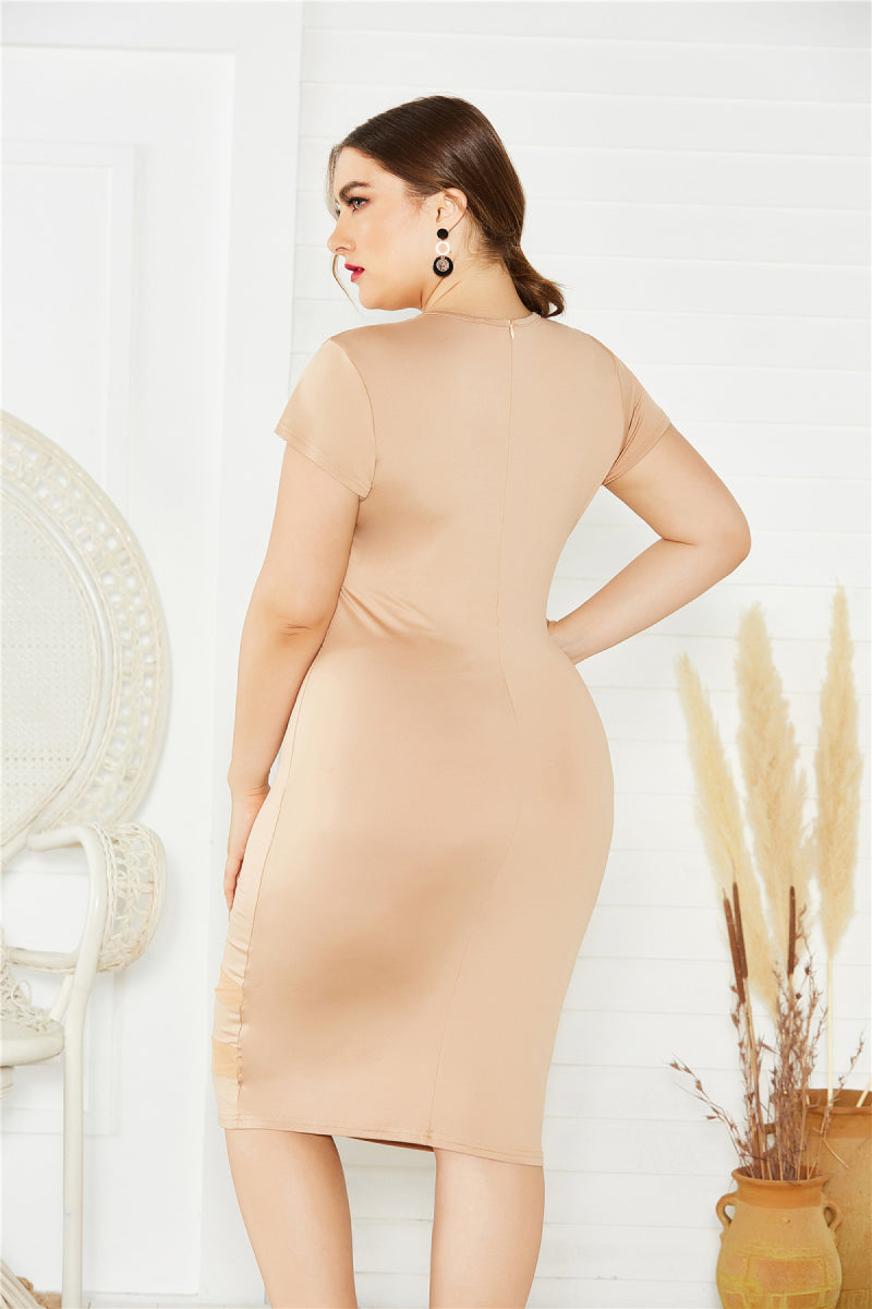 Plus Size Mesh Detail Midi Dress 