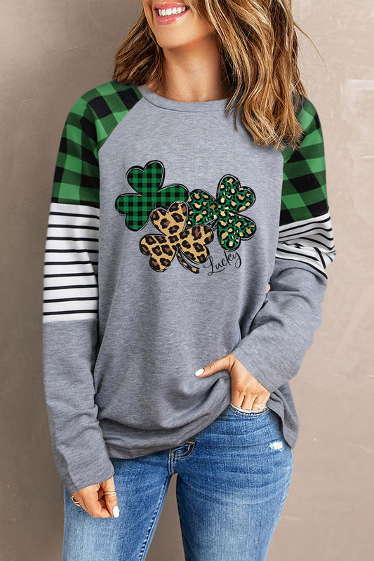 Lucky Clover Raglan Sleeve Sweatshirt 