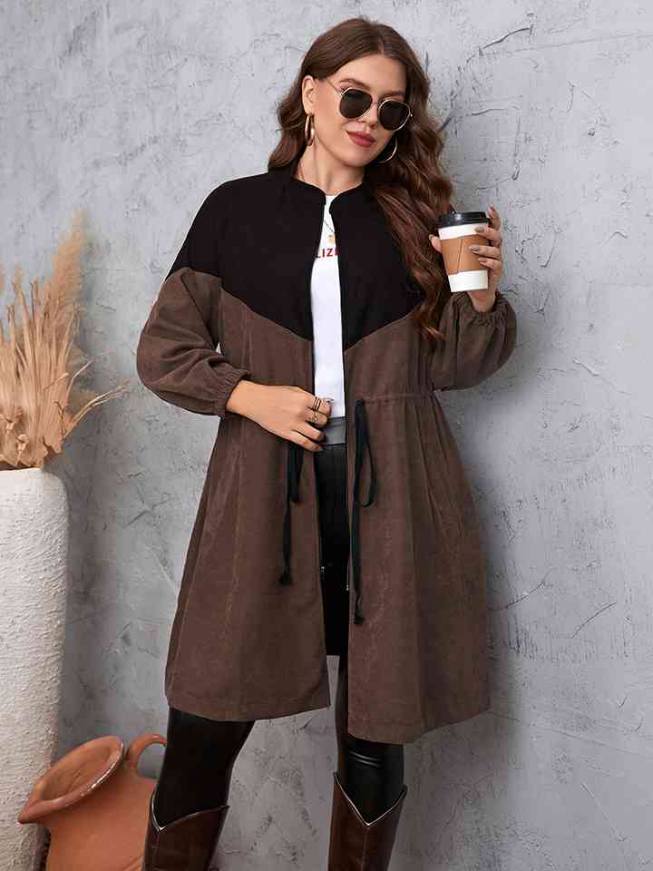 Two-Tone Dropped Shoulder Trench Coat 