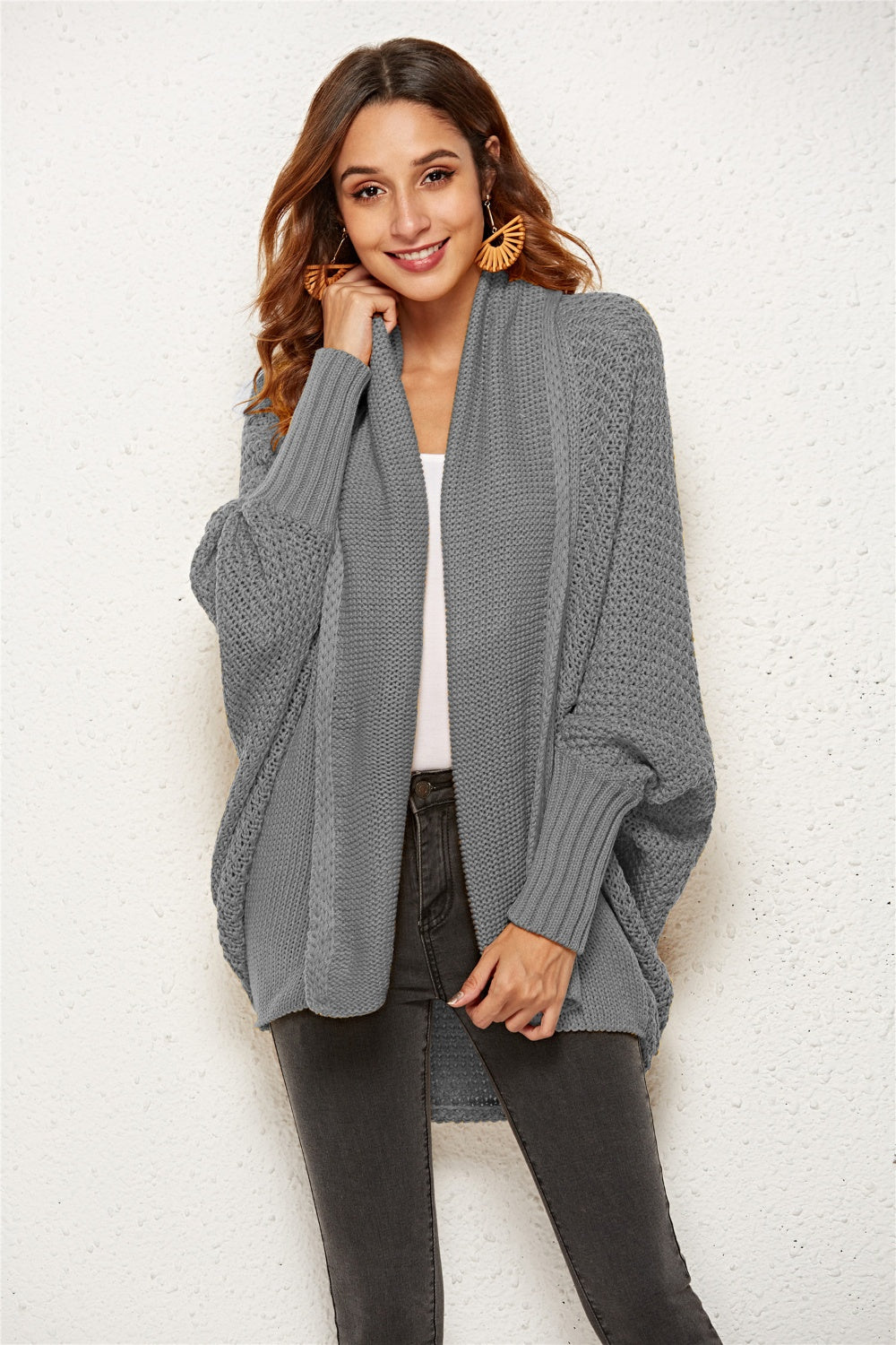 Open Front Batwing Sleeve Cardigan 