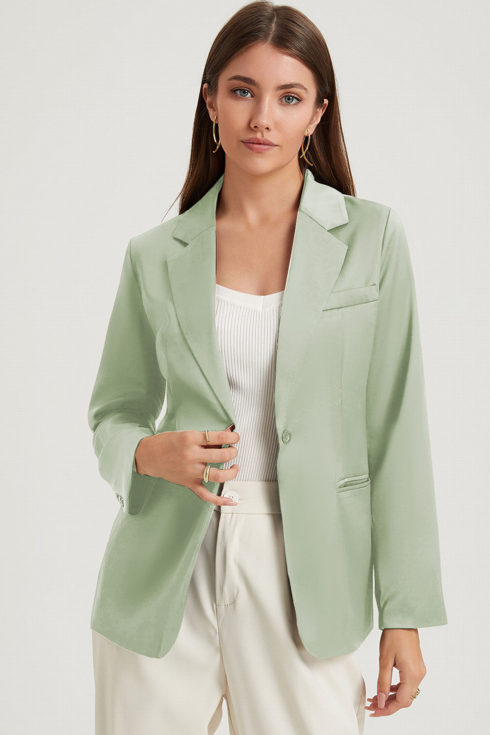 Long Sleeve Lapel Collar Blazer 