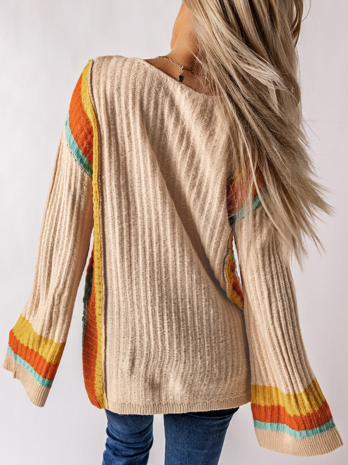 Striped Round Neck Long Sleeve Sweater 