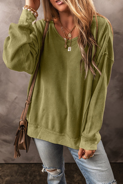 Round Neck Dropped Shoulder Sweatshirt 