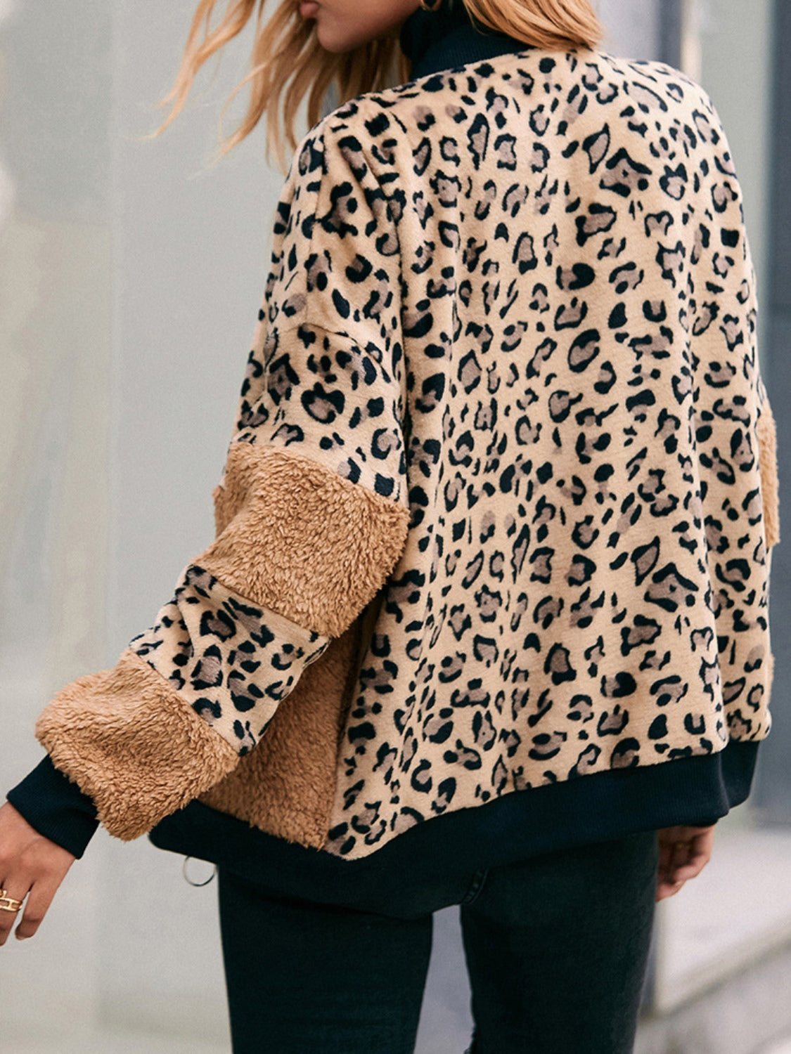 Leopard Zip Up Plush Jacket 