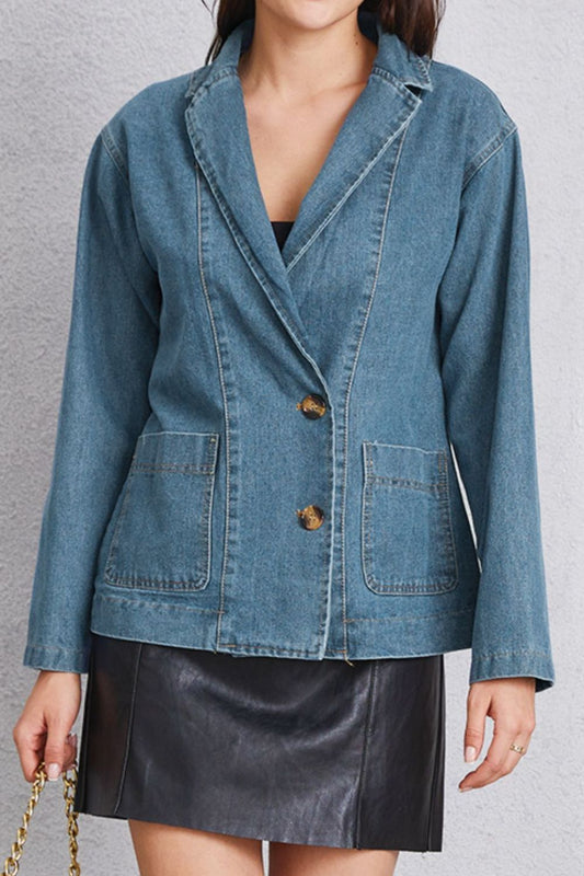 Pocketed Button Up Denim Jacket 