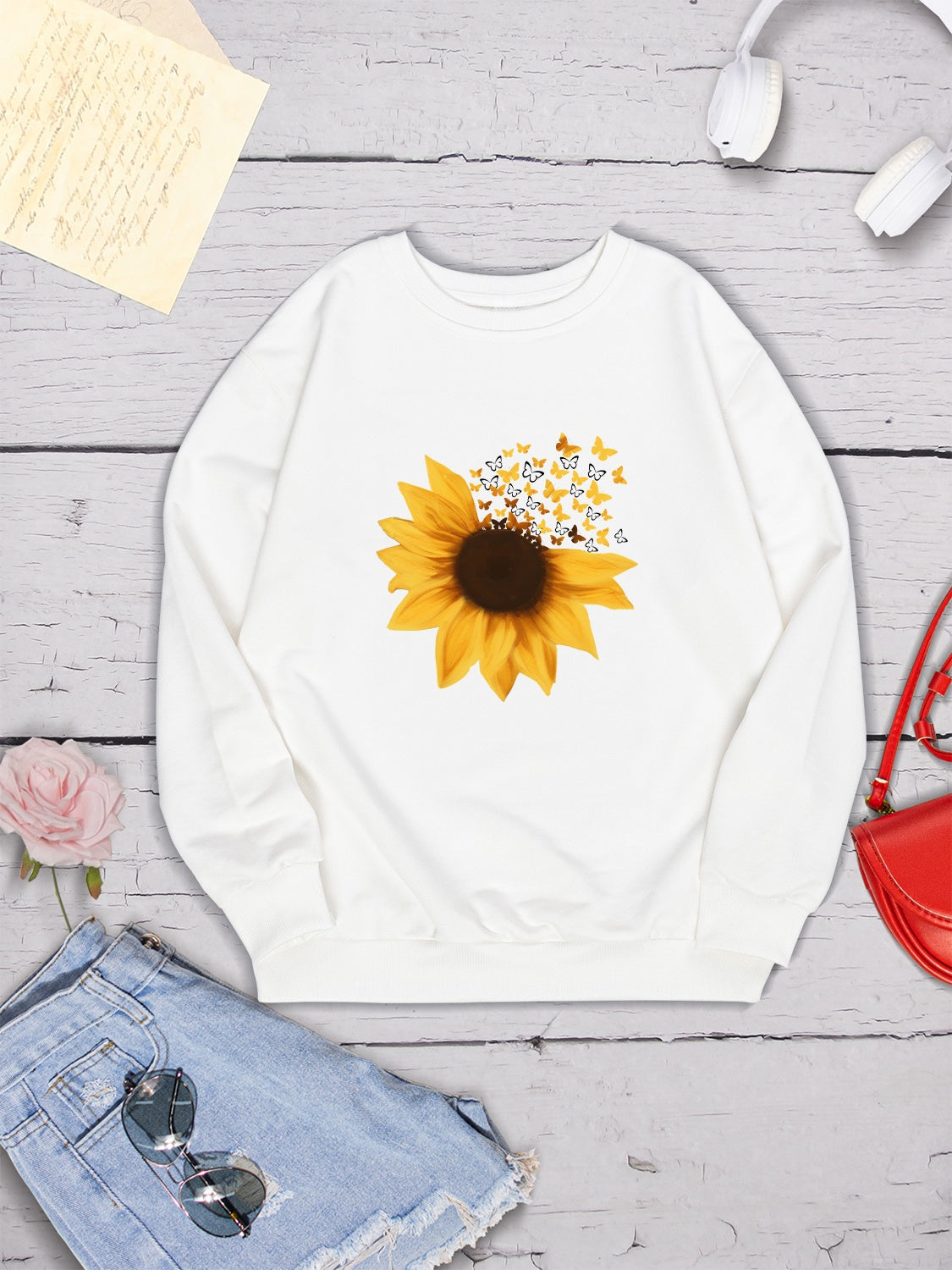 Sunflower Round Neck Dropped Shoulder Sweatshirt 