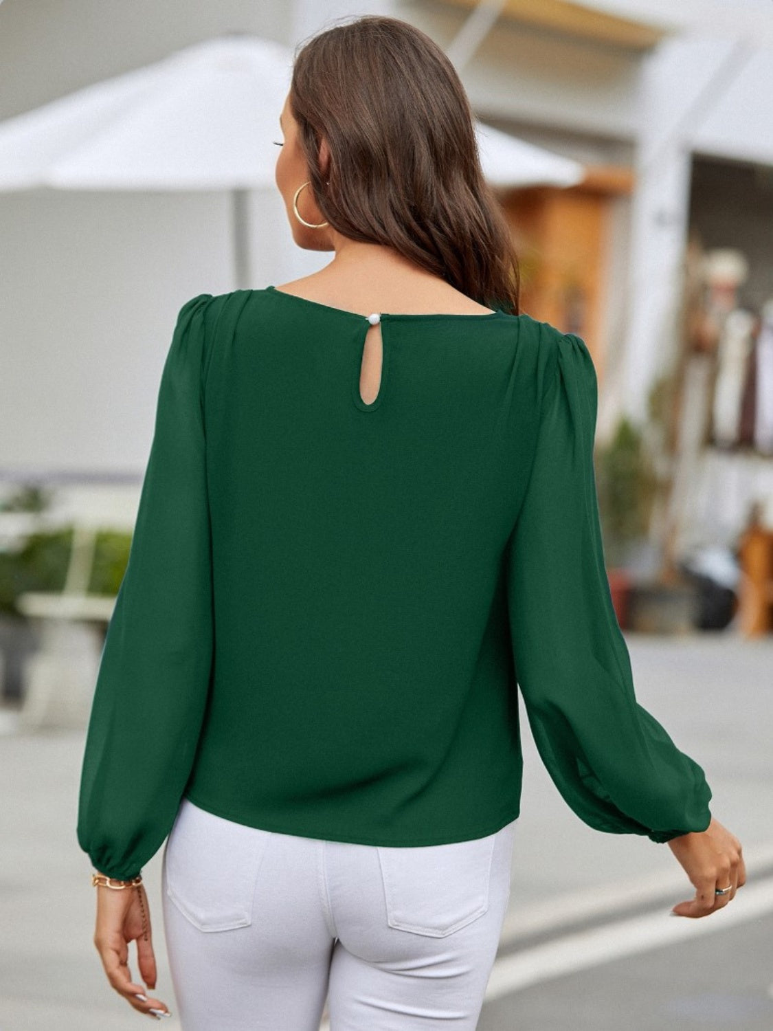 Round Neck Long Sleeve Blouse 