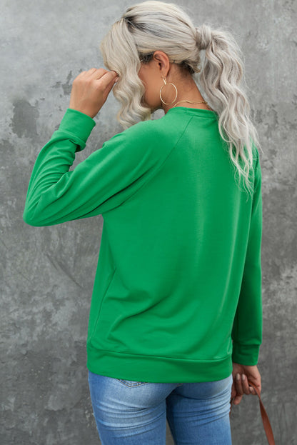 LUCKY Round Neck Raglan Sleeve Sweatshirt 