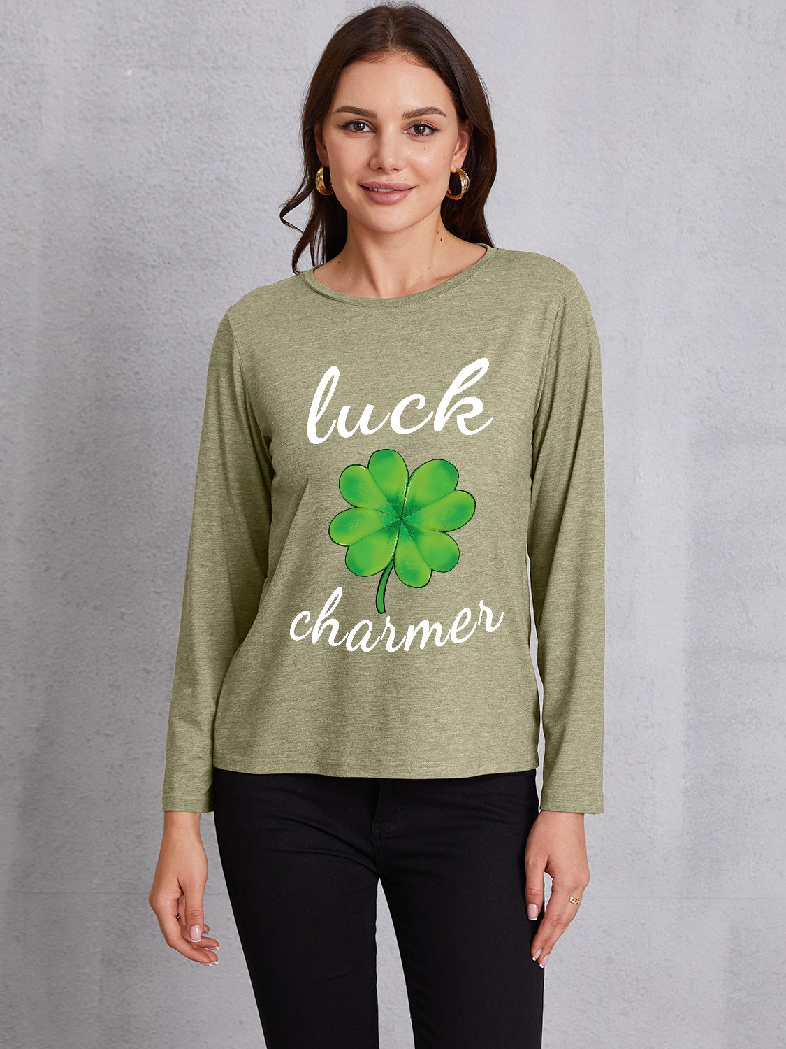 LUCK CHARMER Lucky Clover Round Neck T-Shirt 