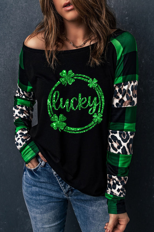 LUCKY Plaid Round Neck T-Shirt 