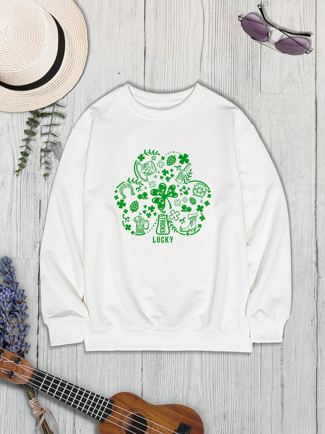 Lucky Clover Round Neck Sweatshirt 