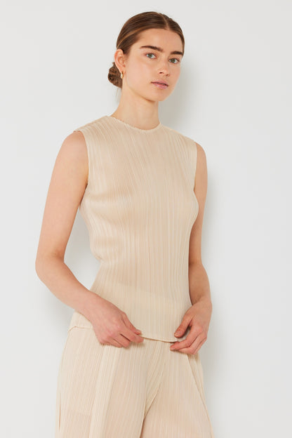 Marina West Swim Pleated Sleeveless Crewneck Tank 