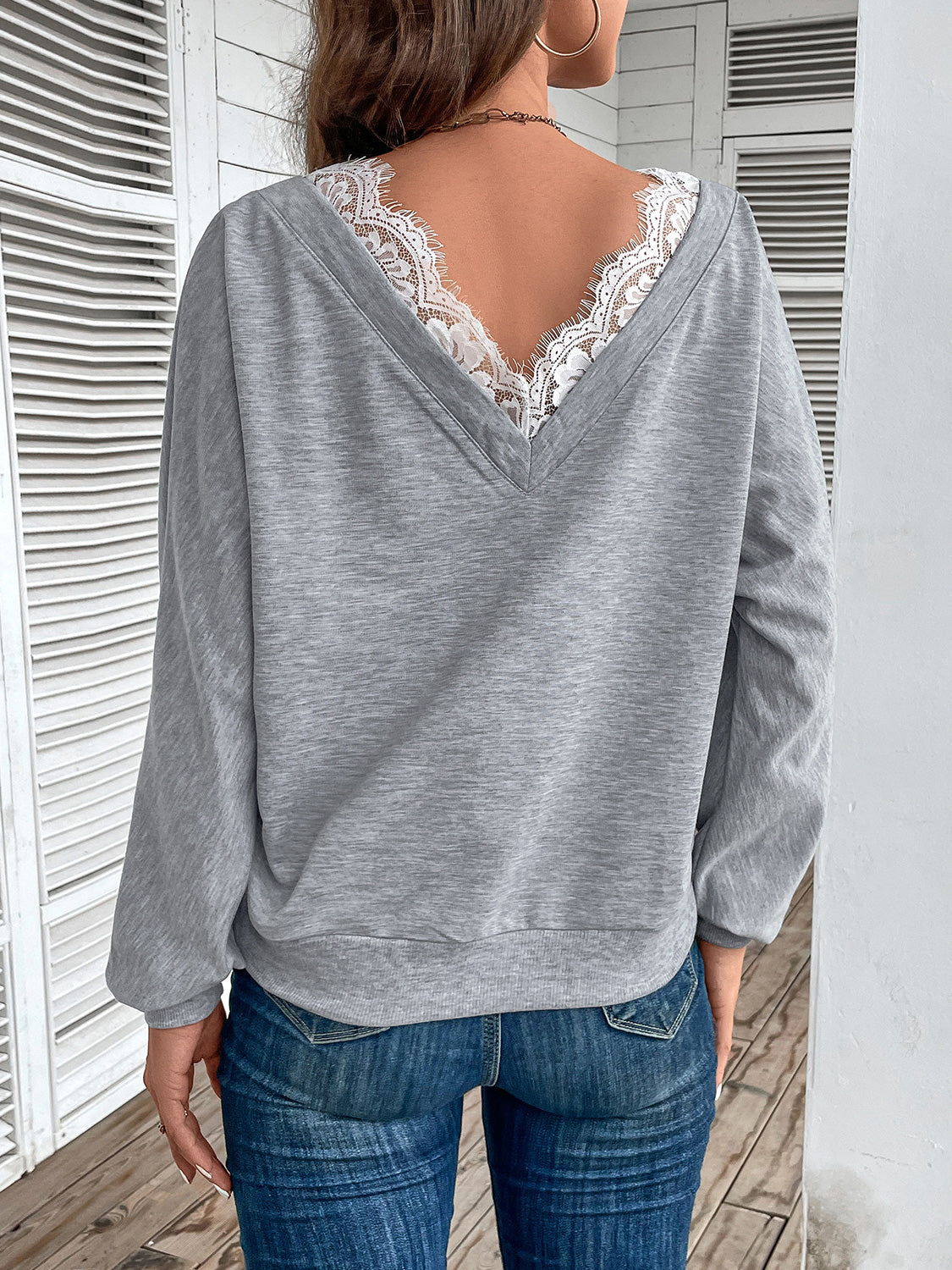 Lace Detail Long Sleeve Top 