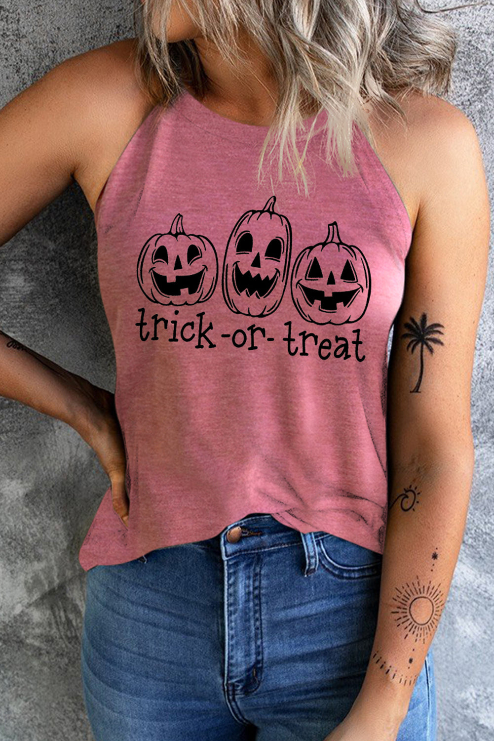 TRICK OR TREAT Graphic Tank Top - Babbazon