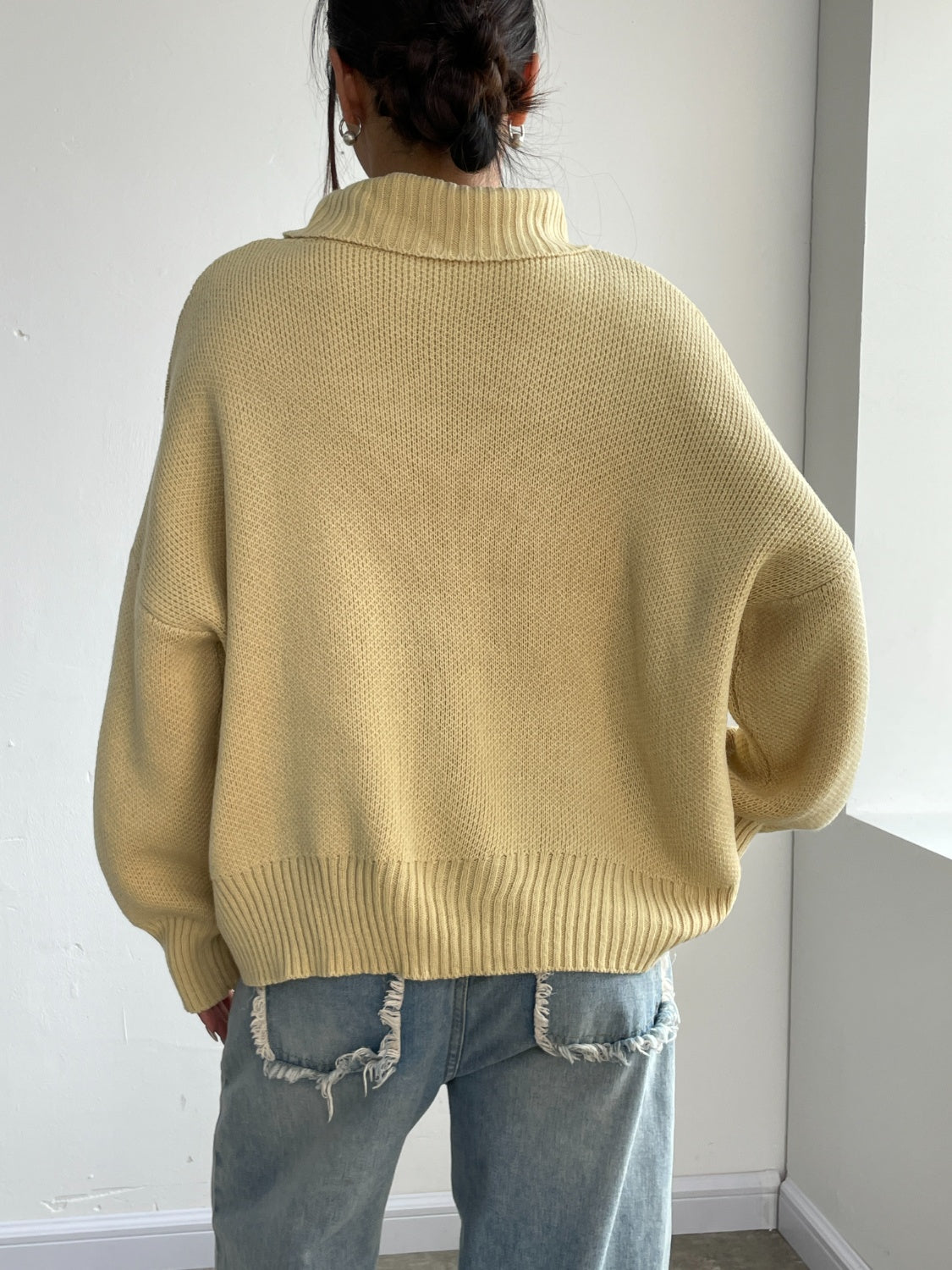 Turtleneck Dropped Shoulder Sweater 