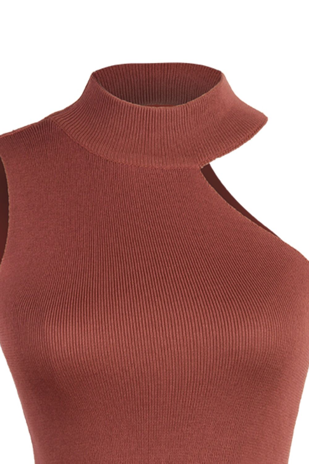 Asymmetrical Sleeveless Rib-Knit Top 