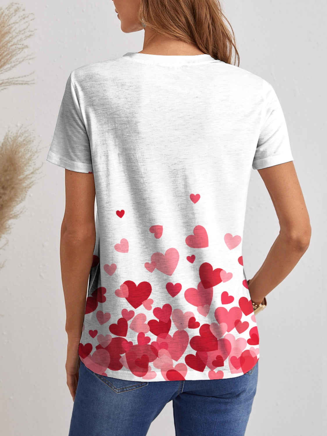 Heart V-Neck Short Sleeve T-Shirt 