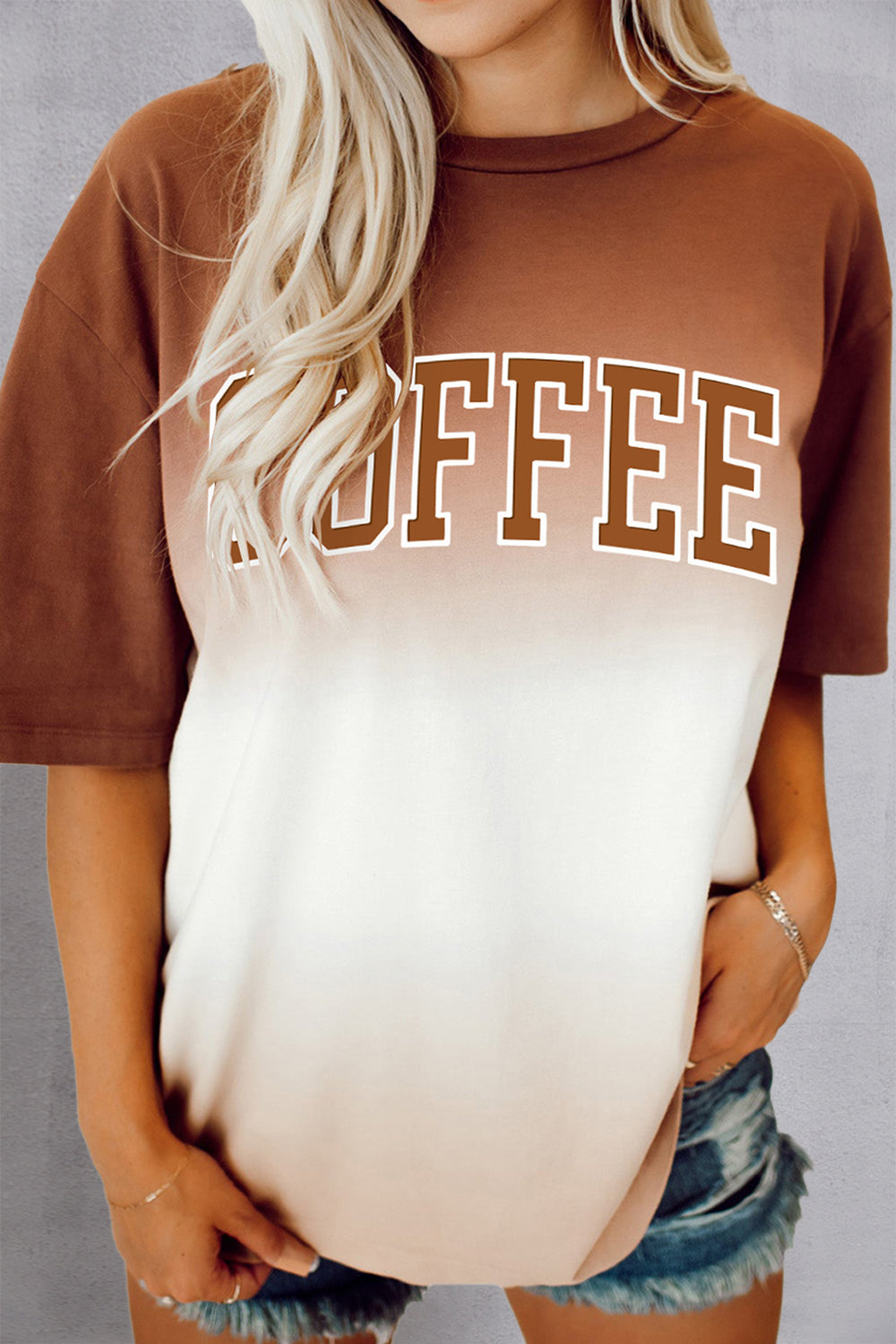 COFFEE Round Neck Short Sleeve T-Shirt 