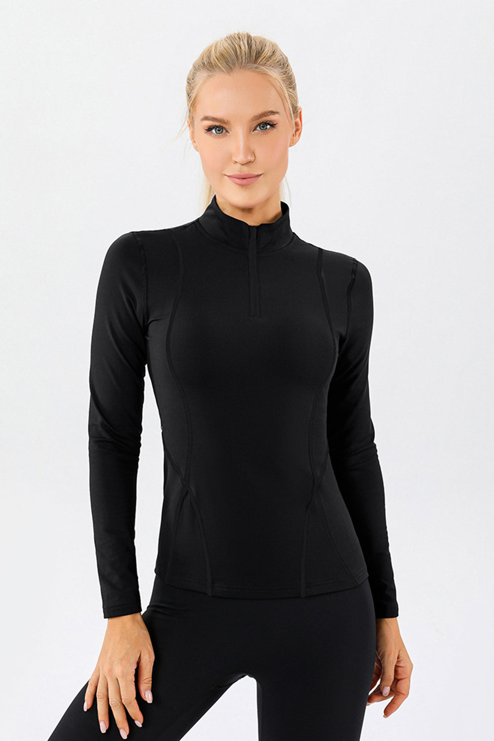 Mock Neck Quarter Zip Active T-Shirt 