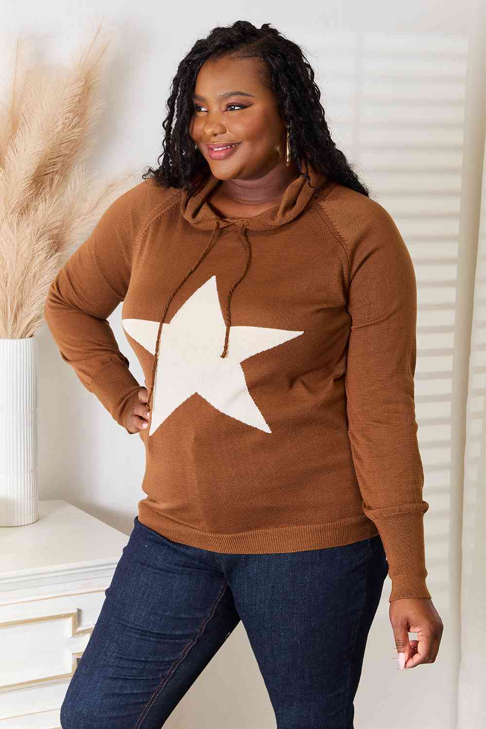 Heimish Full Size Star Graphic Hooded Sweater 