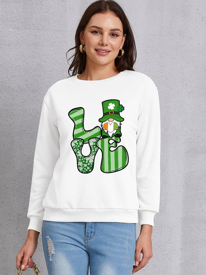 LOVE Round Neck Dropped Shoulder Sweatshirt 