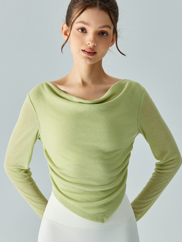 Cowl Neck Long Sleeve Sports Top 